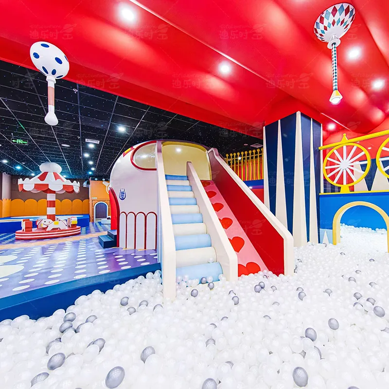 Indoor children's playground with Chinese style, big red festive amusement equipment