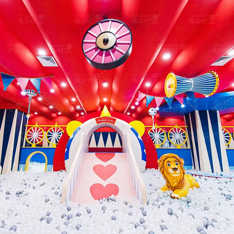 Indoor children's playground with Chinese style, big red festive amusement equipment