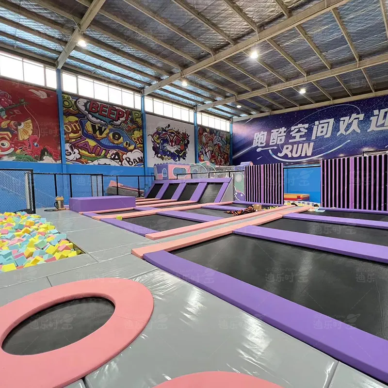 Indoor trampoline park, where both adults and children can play